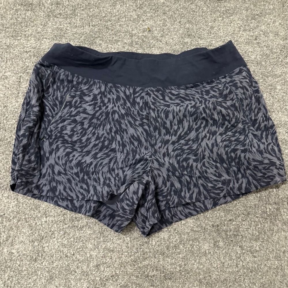 Athleta Shorts Womens Size 20 Trekkie North Navy Blue Printed Hiking Athletic